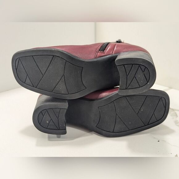 White Mountain ankle Boots VTG Burgundy wine red Leather Chelsea Fairchild  sz 7 - Picture 5 of 13